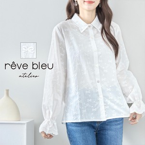 Button Shirt/Blouse Lace Blouse Cotton Scallop L 【2024NEW】