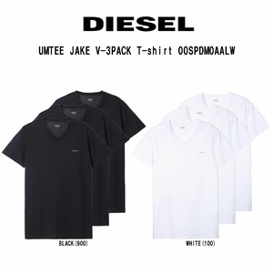 DIESEL(ディーゼル)Tシャツ Vネック 無地 ワンポイント コットン 3枚組 セット メンズ 肌着 00SPDM0AALW