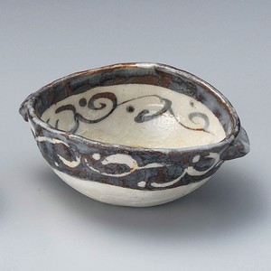 織部唐草耳付鉢 (土物)　美濃焼　日本製 陶器
