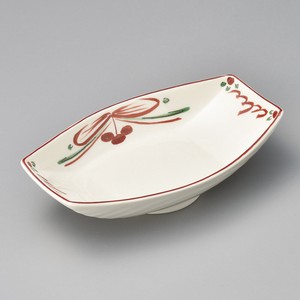 赤絵長角丸小鉢　美濃焼　日本製 陶器