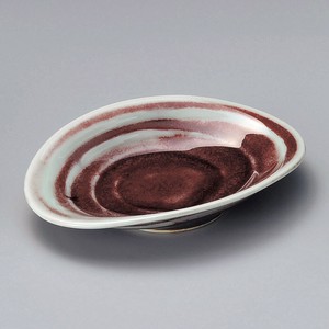 辰砂楕円平皿　美濃焼　日本製 陶器