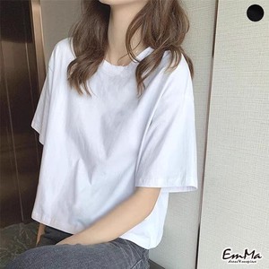 ショート丈半袖Tシャツ 無地 カジュアル 夏   EH1260【2024新作】