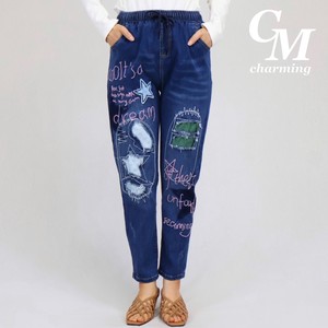 Cropped Pant Design Embroidered Denim Pants NEW