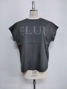 【2024年 新作】ダブルシルケットコットン100% "ELUL" スタッズロゴ フレンチスリーブ Tシャツ