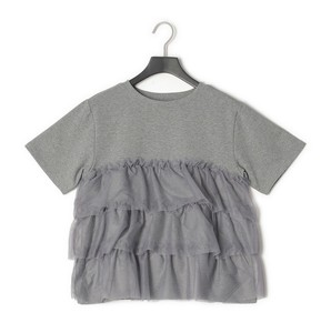 T-shirt Plainstitch Pullover Tulle Ruffle Cut-and-sew 2024 NEW