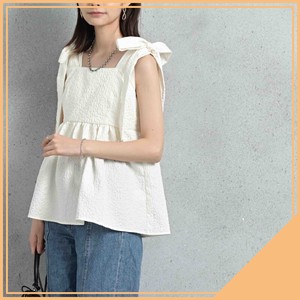Button Shirt/Blouse Camisole Tops Puffy Jacquard