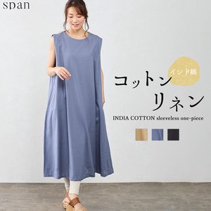 Casual Dress Cotton Linen Sleeveless Tops One-piece Dress Ladies'