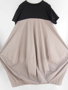Casual Dress Plainstitch Nylon Cotton One-piece Dress Switching 2024 Spring/Summer