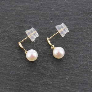 Pierced Earrings Gold Post Pearls/Moon Stone M Made in Japan