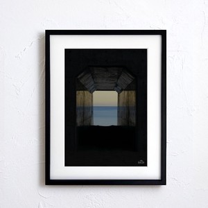 【アートポスター】写真 日本 風景景色 海 トンネル 窓 枠 photo japan A4サイズ 額縁付