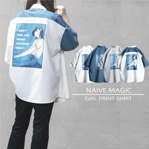 【24SS新作】BLUE GIRL バックプリント ルーズサイズ 半袖シャツ