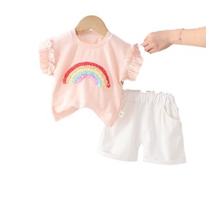 Kids' Suit Design Rainbow Summer Spring Cut-and-sew