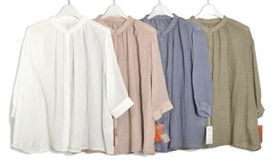 Button Shirt/Blouse Gathered Sleeves 7/10 length