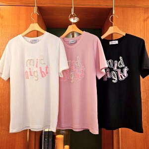 【2024春夏新作】パール＆異素材ミッドナイトシルケットTシャツ