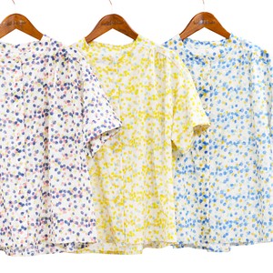 Button Shirt/Blouse Band-Collar Shirt Small Floral Pattern Made in Japan