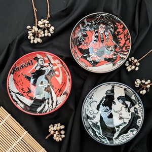 【侍・歌舞伎・忍者】茶碗小(中平）/全3色（美濃焼・日本製・陶磁器）