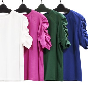 T-shirt Pullover Gathered Sleeves Made in Japan