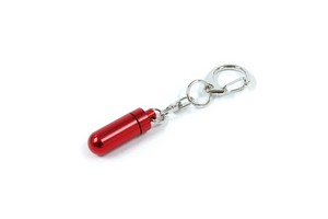 【ペット仏具・分骨】遺骨カプセル 小 キーホルダー グロス 赤 簡易包装