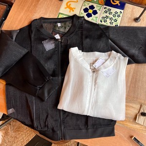 Jacket White Layered black Blouson Ladies' 2-colors