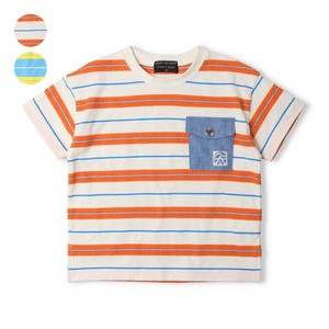 Kids' Short Sleeve T-shirt Gift Pocket Border Made in Japan