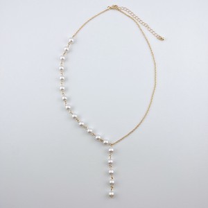Silver Chain Pearl Necklace Asymmetrical