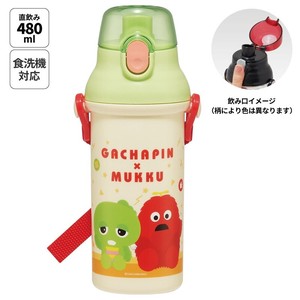 Water Bottle Gachapin Skater Dishwasher Safe Mukku Clear Made in Japan