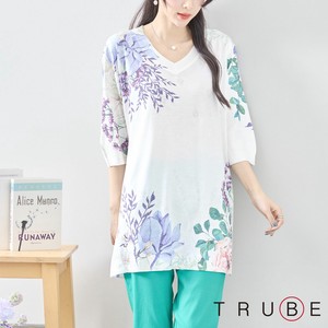 T-shirt Summer Knit Tunic Printed L 【2024NEW】
