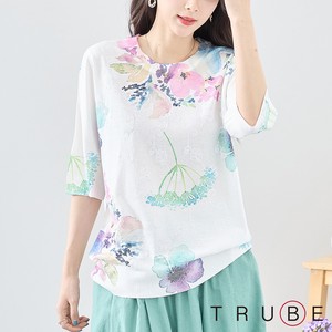T-shirt Flower Print L 【2024NEW】