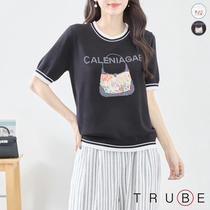 T-shirt Design Back Knit Tops Rhinestone L 【2024NEW】