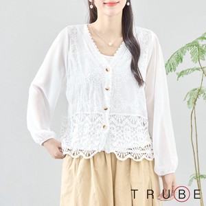 Jacket Lace Cardigan Sweater Mixing Texture Cotton L Switching 【2024NEW】