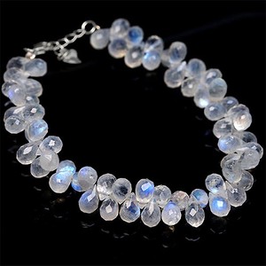 Gemstone Bracelet Pearls/Moon Stone Rainbow M