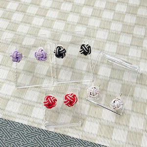 Pierced Earringss Mini Mizuhiki Knot