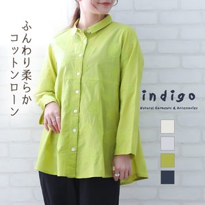 T-shirt Pintucked Design Cotton Indigo 2024 Spring/Summer