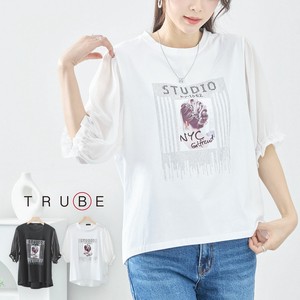 T-shirt Pudding Rhinestone L M Cut-and-sew 【2024NEW】