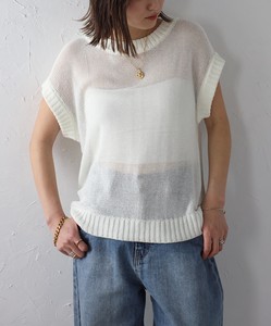 Sweater/Knitwear Pullover Mesh Knit French Sleeve