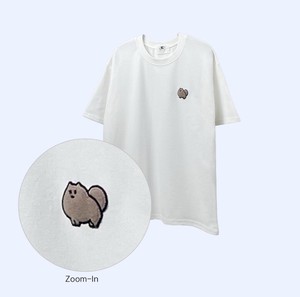 【2024春夏新作】ポメラニアン胸小パッチ貼り付けTシャツ