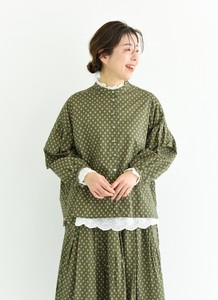 Button Shirt/Blouse Tuck Sleeves Japanese Fine Pattern