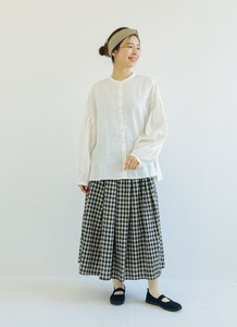 Skirt Plaid Cotton Linen
