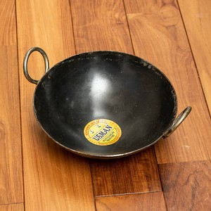 インドの屋台用鉄製カダイ（インド鍋　鉄鍋） - 直径約15.5cm