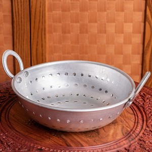 軽量リーズナブルなアルミニウム カダイ　インドの食器＆鍋【直径約21.5cm】