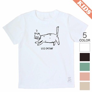 【人気商品】オーガニックコットン / キッズ半袖Tシャツ / ユニセックス / 日本製 / CAT DAYデザイン