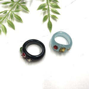 Resin Ring Colorful Rings Rhinestone Acrylic