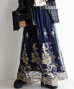 新作！[アンティカ]花柄刺繍 チュールスカート スカート レディース  UK-00116【ALL】