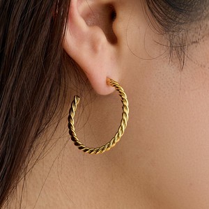 金耳针耳环（黄金） 宝石 30mm