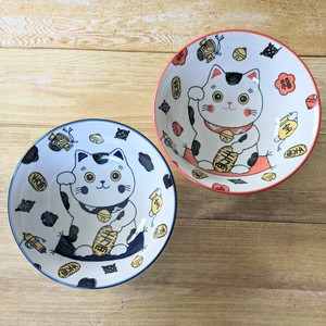 【縁起猫】ラーメン丼大(68ラーメン)/全3色（美濃焼・日本製・陶磁器）