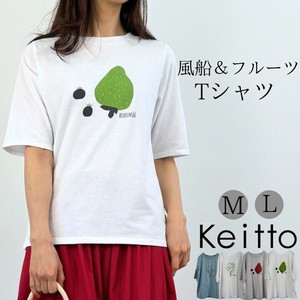 【2024夏】風船&フルーツプリントTシャツ ロゴプリントTシャツ 半袖 レディース プルオーバー np-kccy4235
