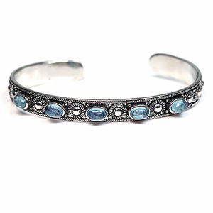 Gemstone Bracelet Aquamarine/Coral Bangle
