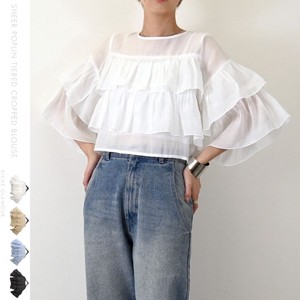 Button Shirt/Blouse Cropped Tiered 【2024NEW】