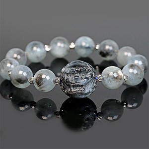 Gemstone Bracelet Aquamarine/Coral black