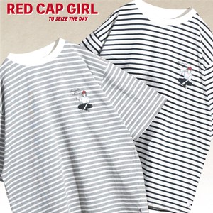 T-shirt Plainstitch Embroidered Border RED CAP GIRL